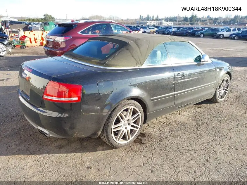 2008 Audi S4 4.2 VIN: WUARL48H18K900344 Lot: 44159038
