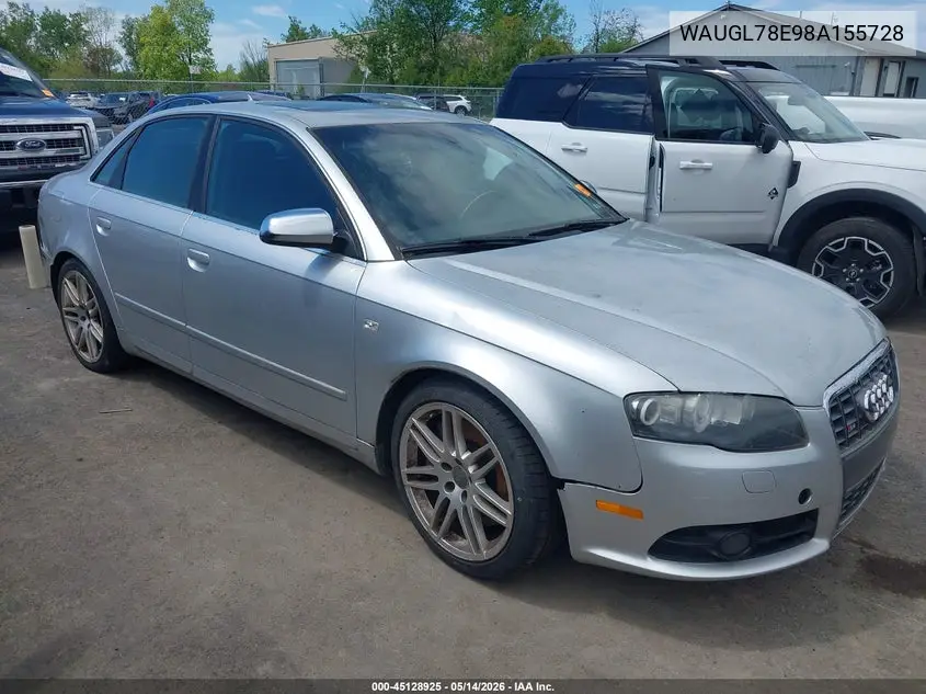 2008 Audi S4 4.2 VIN: WAUGL78E98A155728 Lot: 45128925