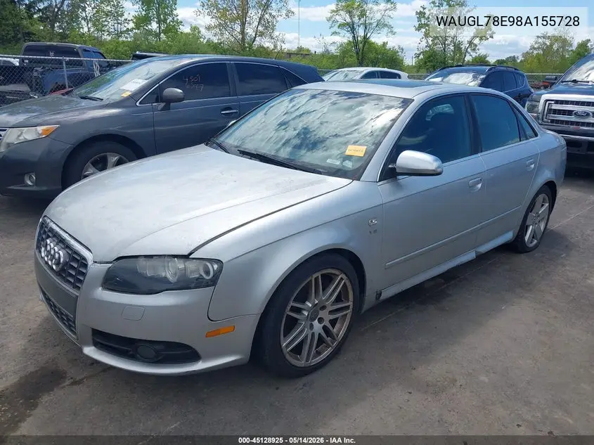 2008 Audi S4 4.2 VIN: WAUGL78E98A155728 Lot: 45128925