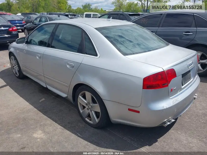 2008 Audi S4 4.2 VIN: WAUGL78E98A155728 Lot: 45128925