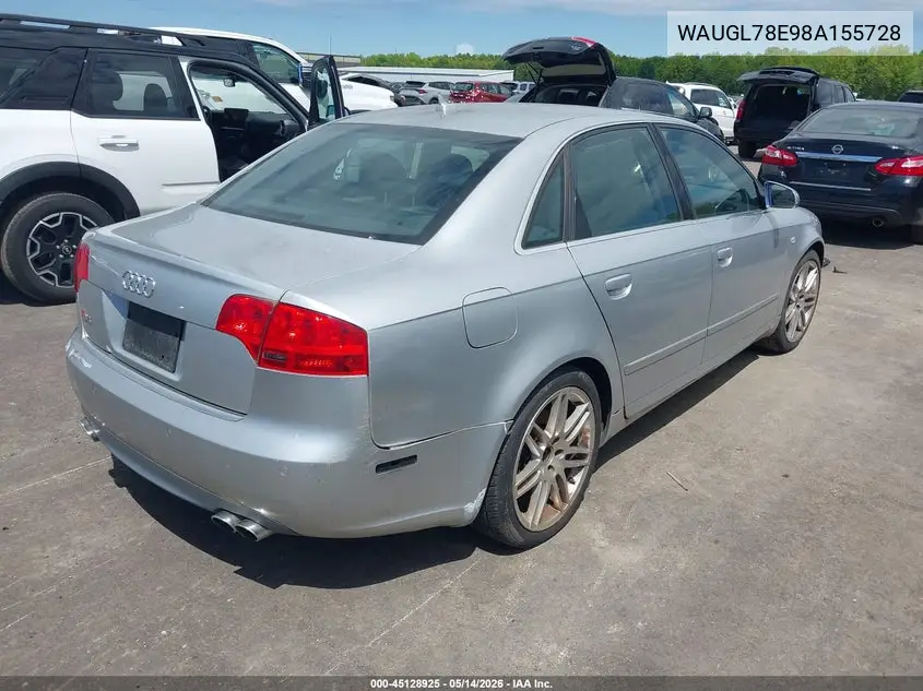 2008 Audi S4 4.2 VIN: WAUGL78E98A155728 Lot: 45128925