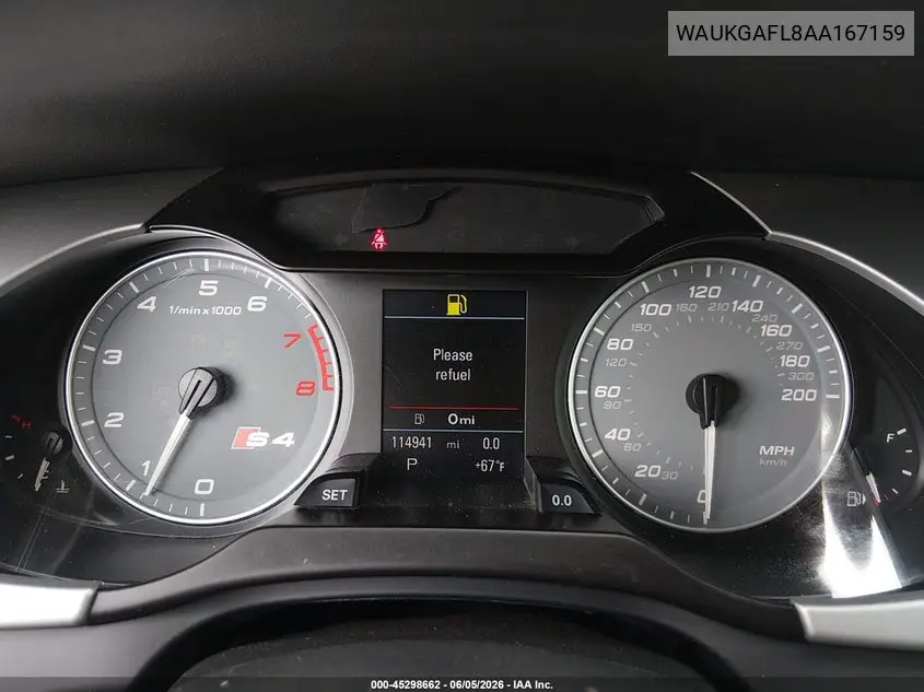 2010 Audi S4 3.0 Premium Plus VIN: WAUKGAFL8AA167159 Lot: 45298662