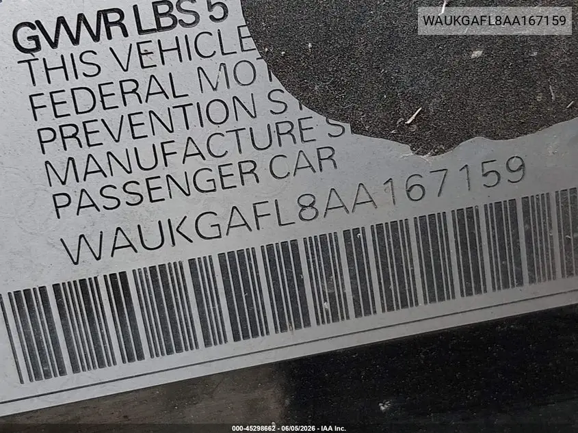 2010 Audi S4 3.0 Premium Plus VIN: WAUKGAFL8AA167159 Lot: 45298662