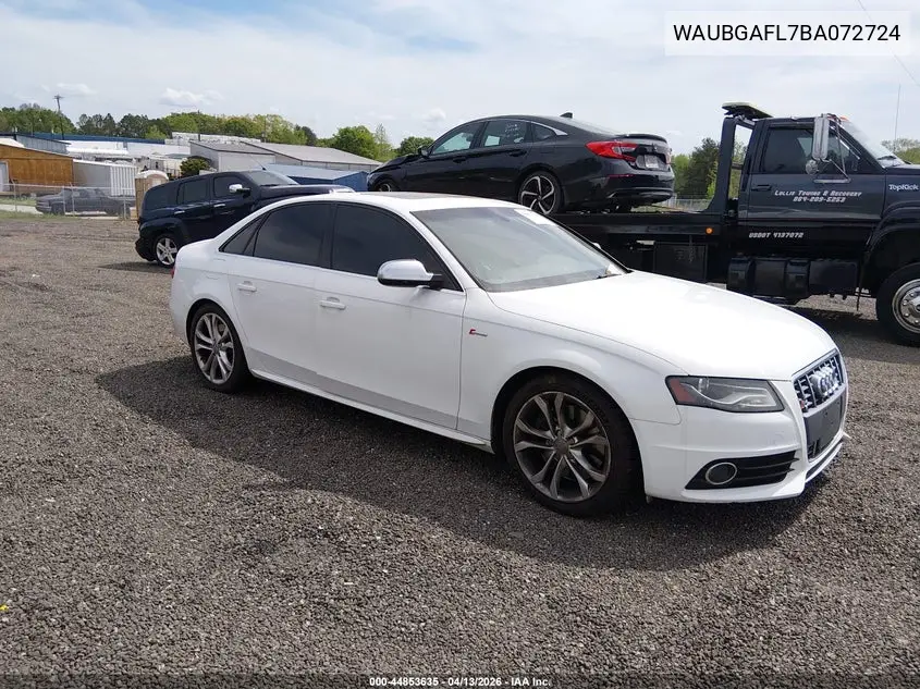 2011 Audi S4 Premium Plus VIN: WAUBGAFL7BA072724 Lot: 44853635