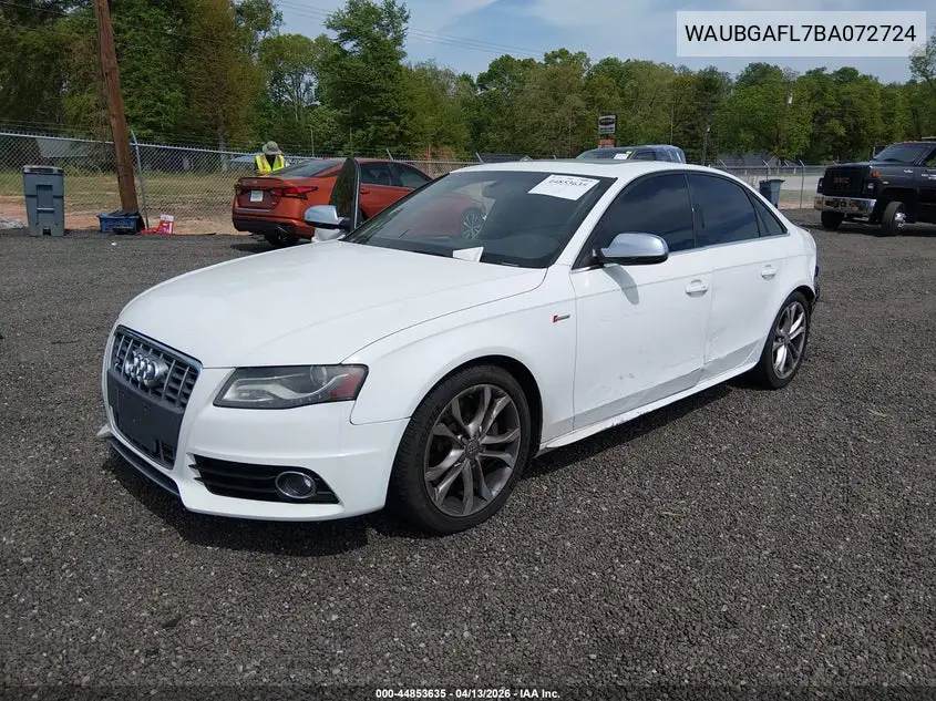 2011 Audi S4 Premium Plus VIN: WAUBGAFL7BA072724 Lot: 44853635