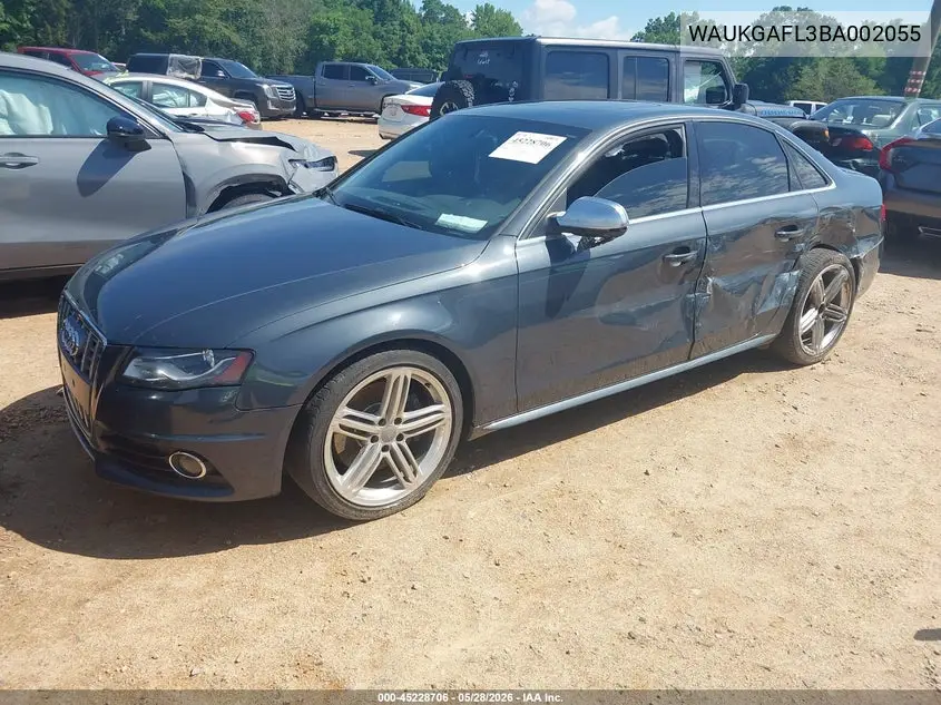 2011 Audi S4 3.0 Premium Plus VIN: WAUKGAFL3BA002055 Lot: 45228706