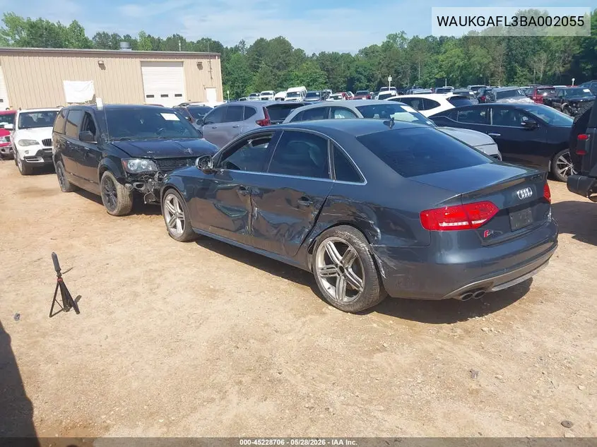 2011 Audi S4 3.0 Premium Plus VIN: WAUKGAFL3BA002055 Lot: 45228706