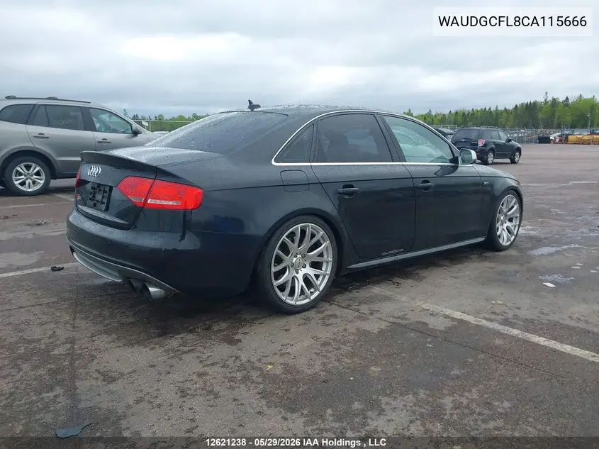 2012 Audi S4 3.0 VIN: WAUDGCFL8CA115666 Lot: 12621238