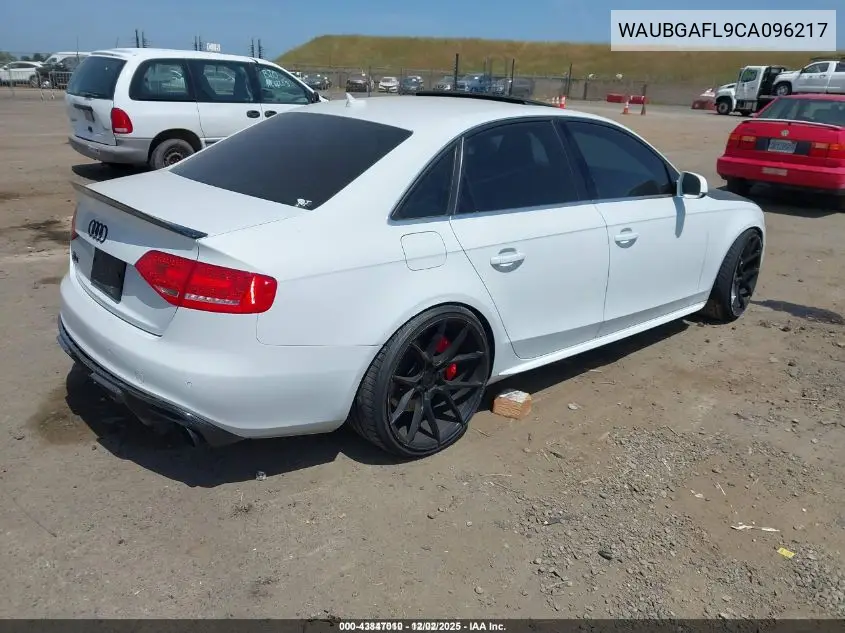 2012 Audi S4 3.0 Premium Plus VIN: WAUBGAFL9CA096217 Lot: 43847010