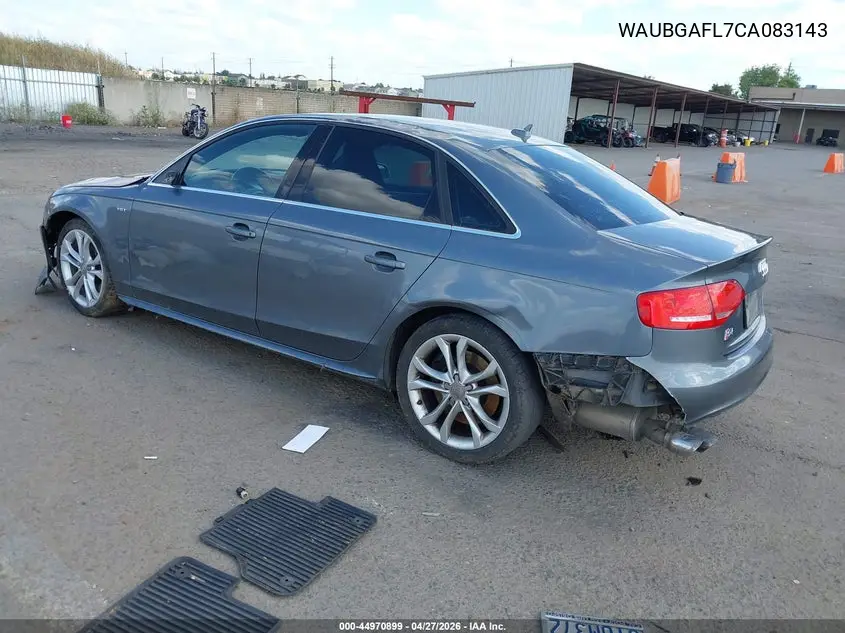 2012 Audi S4 3.0 Premium Plus VIN: WAUBGAFL7CA083143 Lot: 44970899