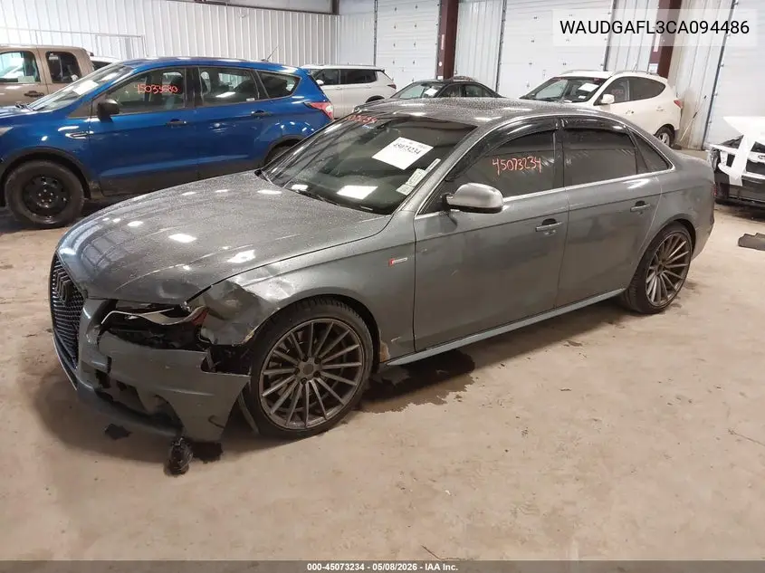 2012 Audi S4 3.0 Premium Plus VIN: WAUDGAFL3CA094486 Lot: 45073234