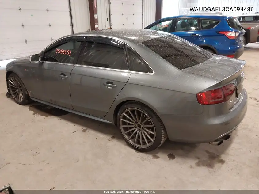 2012 Audi S4 3.0 Premium Plus VIN: WAUDGAFL3CA094486 Lot: 45073234