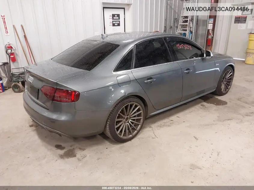 2012 Audi S4 3.0 Premium Plus VIN: WAUDGAFL3CA094486 Lot: 45073234