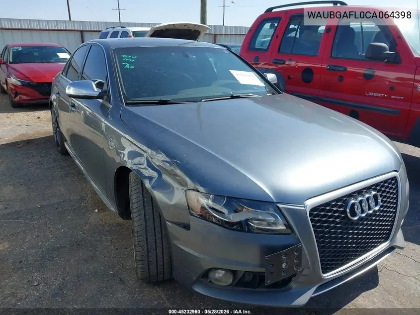 2012 Audi S4 3.0 Premium Plus VIN: WAUBGAFL0CA064398 Lot: 45232960