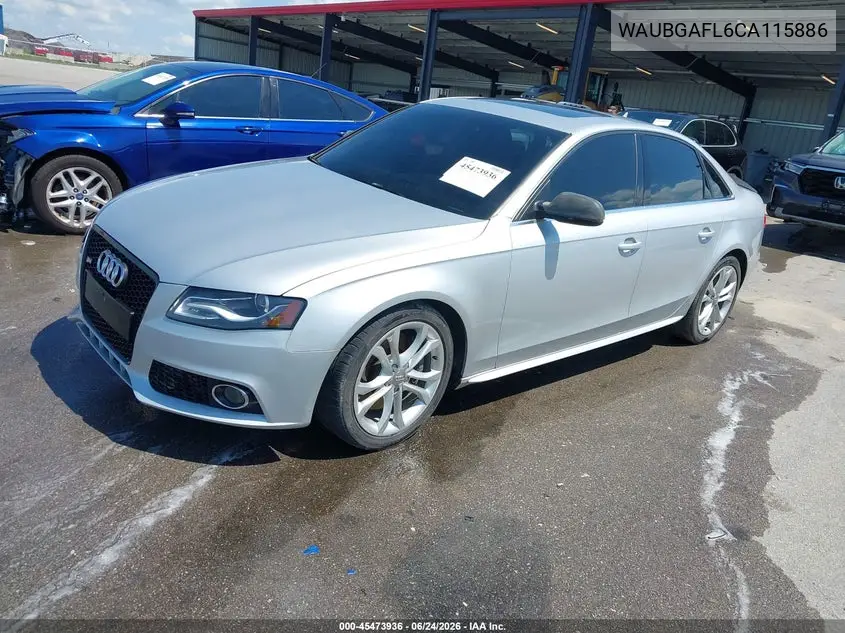 2012 Audi S4 3.0 Premium Plus VIN: WAUBGAFL6CA115886 Lot: 45473936