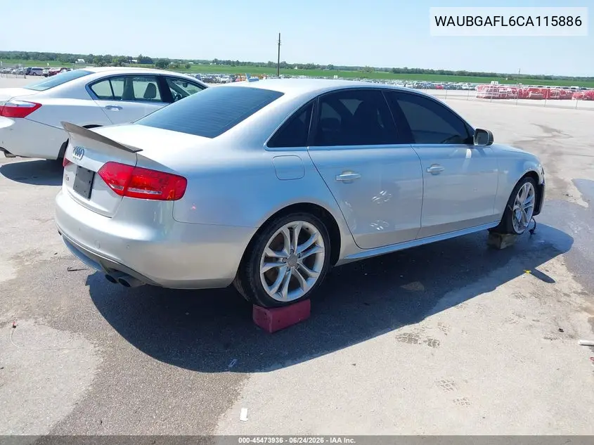2012 Audi S4 3.0 Premium Plus VIN: WAUBGAFL6CA115886 Lot: 45473936