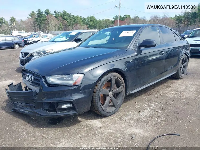 2014 Audi S4 3.0T Premium Plus VIN: WAUKGAFL9EA143538 Lot: 44781951