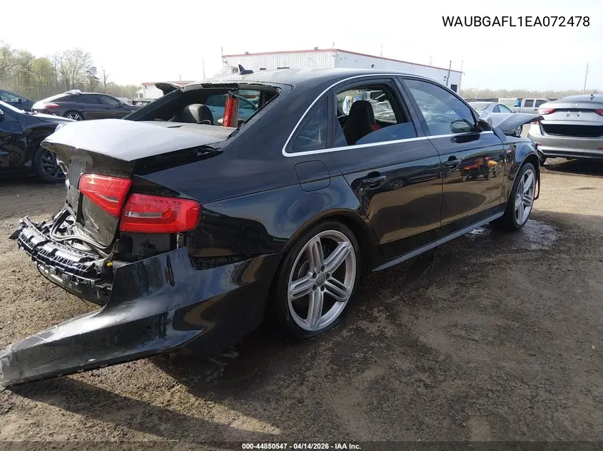 2014 Audi S4 3.0T Premium Plus VIN: WAUBGAFL1EA072478 Lot: 44850547