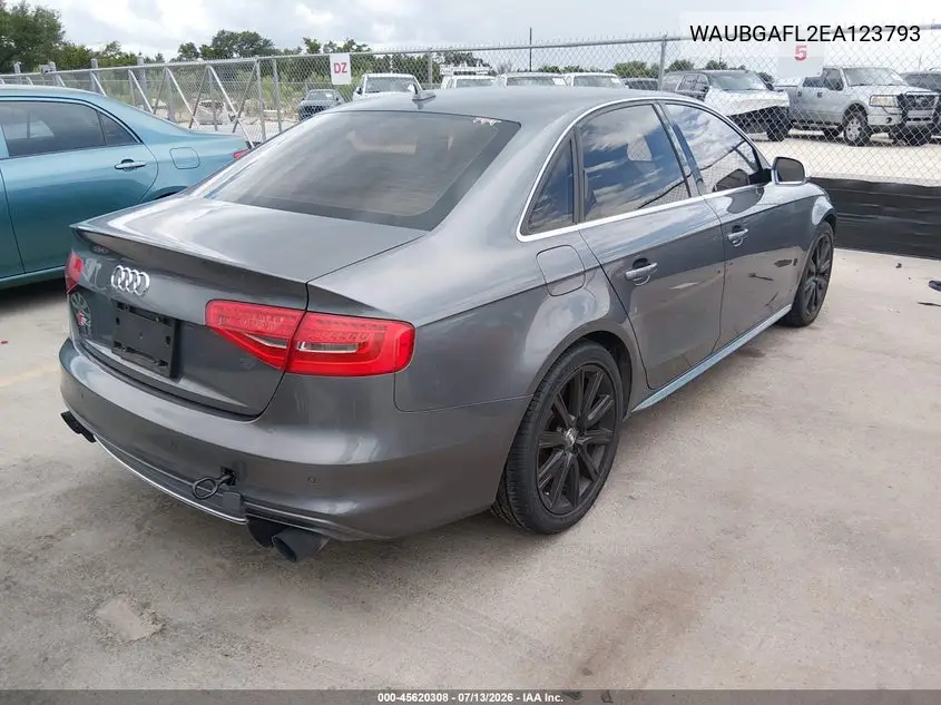 2014 Audi S4 3.0T Premium Plus VIN: WAUBGAFL2EA123793 Lot: 45620308