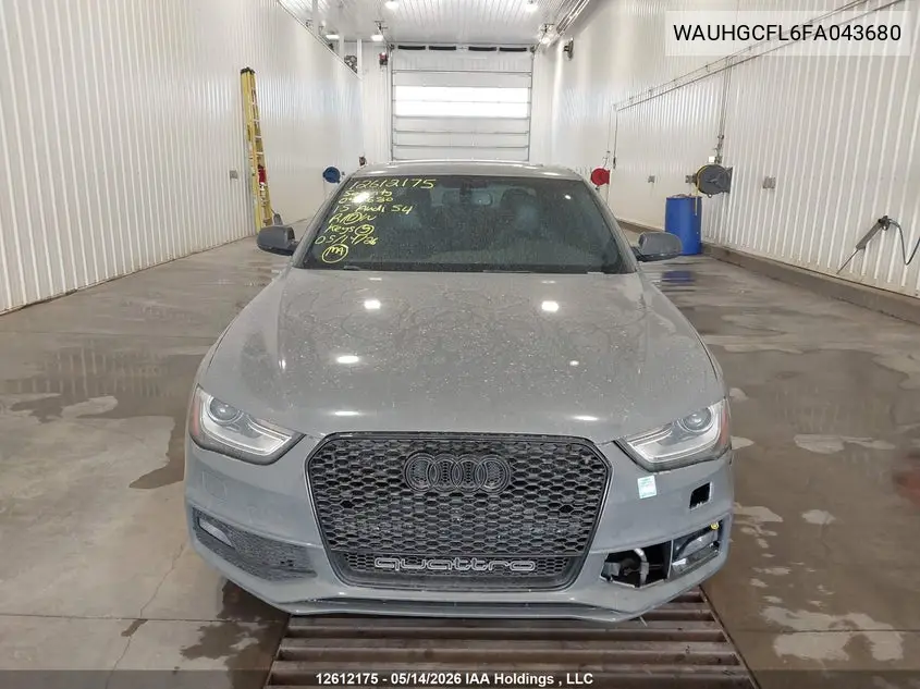 2015 Audi S4 3.0T Technik/3.0T Technik Plus VIN: WAUHGCFL6FA043680 Lot: 12612175