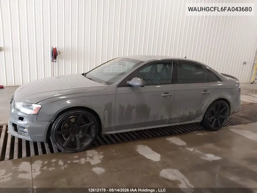 2015 Audi S4 3.0T Technik/3.0T Technik Plus VIN: WAUHGCFL6FA043680 Lot: 12612175