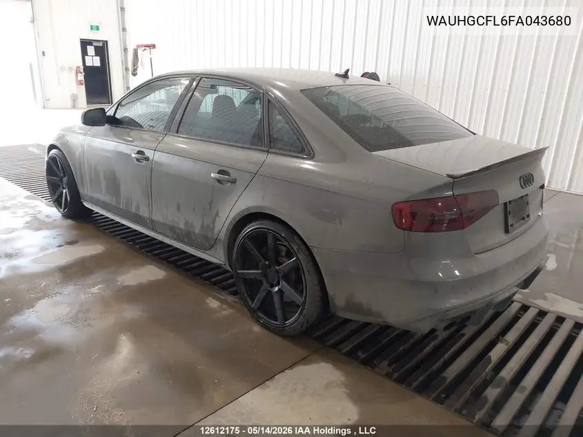 2015 Audi S4 3.0T Technik/3.0T Technik Plus VIN: WAUHGCFL6FA043680 Lot: 12612175