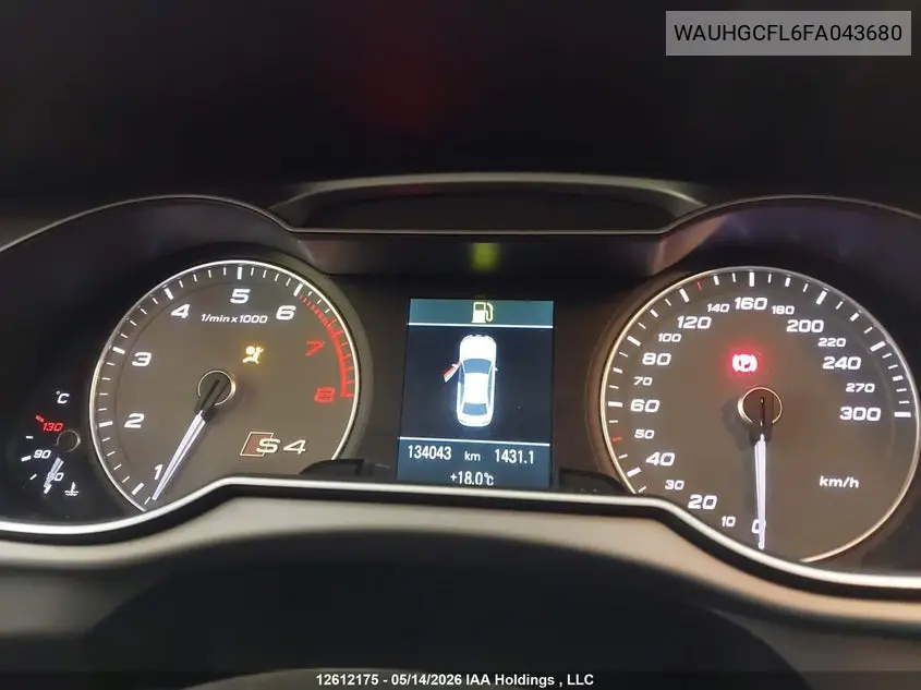 2015 Audi S4 3.0T Technik/3.0T Technik Plus VIN: WAUHGCFL6FA043680 Lot: 12612175