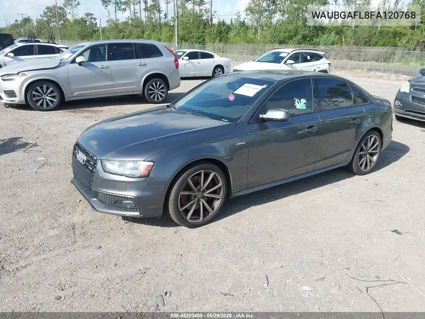 2015 Audi S4 3.0T Premium Plus VIN: WAUBGAFL8FA120768 Lot: 45203409
