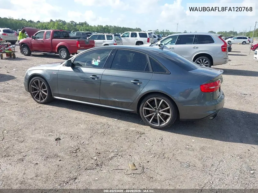 2015 Audi S4 3.0T Premium Plus VIN: WAUBGAFL8FA120768 Lot: 45203409