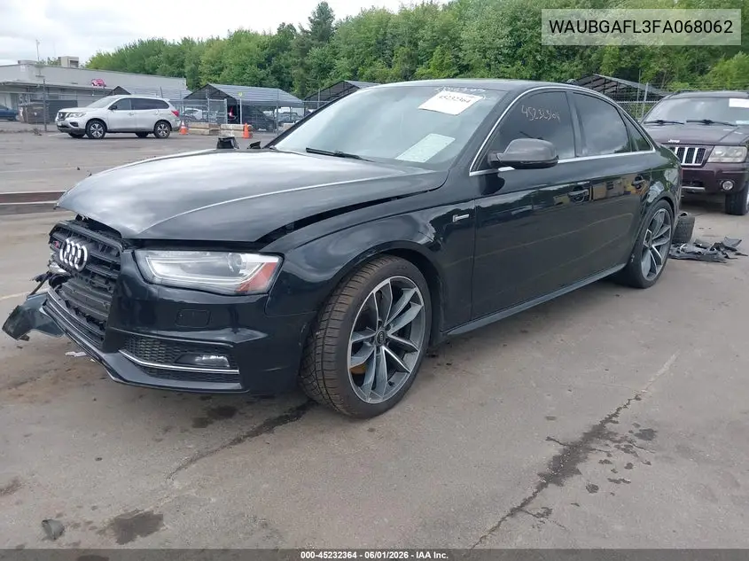2015 Audi S4 3.0T Premium Plus VIN: WAUBGAFL3FA068062 Lot: 45232364