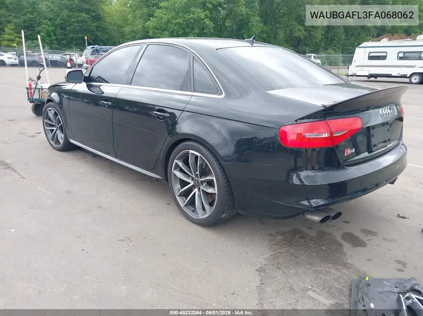 2015 Audi S4 3.0T Premium Plus VIN: WAUBGAFL3FA068062 Lot: 45232364