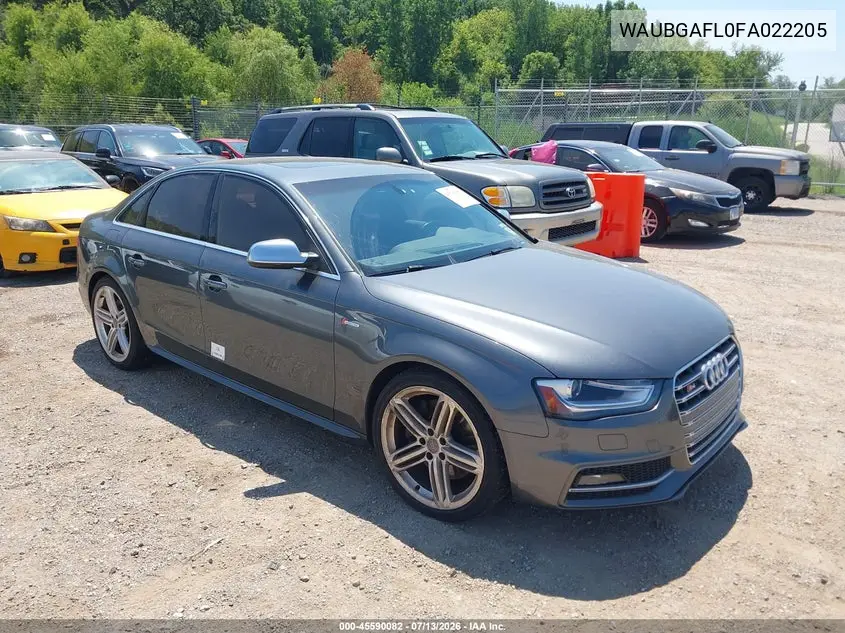 2015 Audi S4 3.0T Premium Plus VIN: WAUBGAFL0FA022205 Lot: 45590082