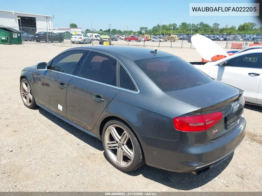 2015 Audi S4 3.0T Premium Plus VIN: WAUBGAFL0FA022205 Lot: 45590082