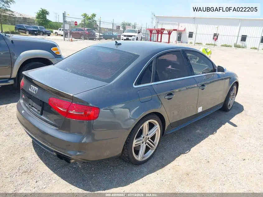 2015 Audi S4 3.0T Premium Plus VIN: WAUBGAFL0FA022205 Lot: 45590082