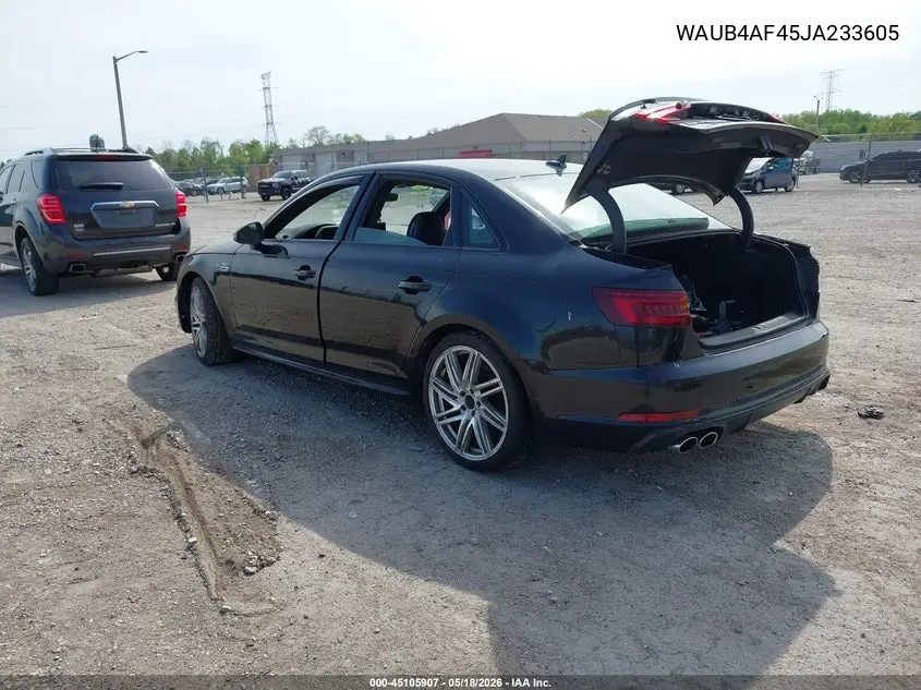 2018 Audi S4 3.0T Premium Plus VIN: WAUB4AF45JA233605 Lot: 45105907