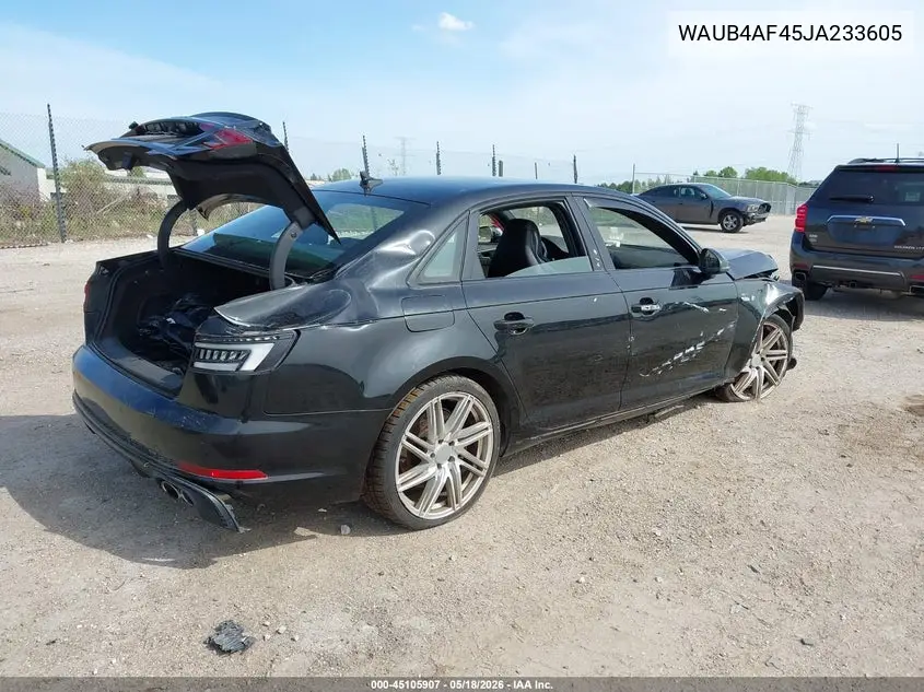 2018 Audi S4 3.0T Premium Plus VIN: WAUB4AF45JA233605 Lot: 45105907