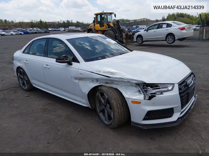 2018 Audi S4 3.0T Premium Plus VIN: WAUB4AF43JA214339 Lot: 45144391