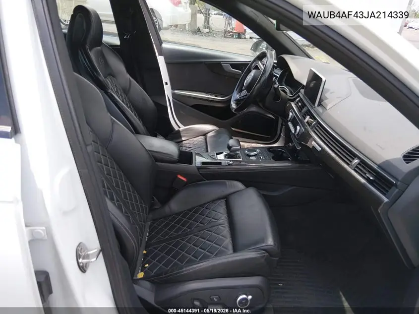 2018 Audi S4 3.0T Premium Plus VIN: WAUB4AF43JA214339 Lot: 45144391