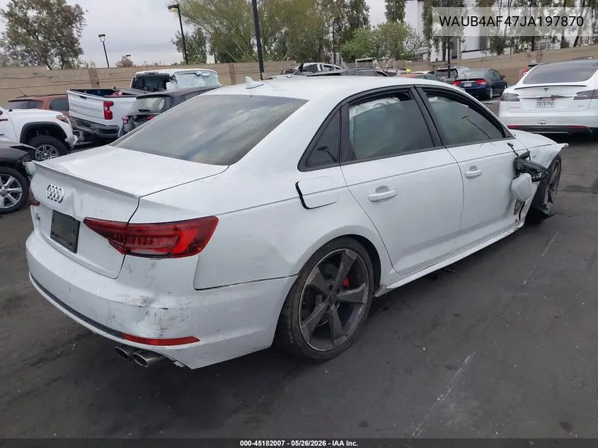 2018 Audi S4 3.0T Premium Plus VIN: WAUB4AF47JA197870 Lot: 45182007