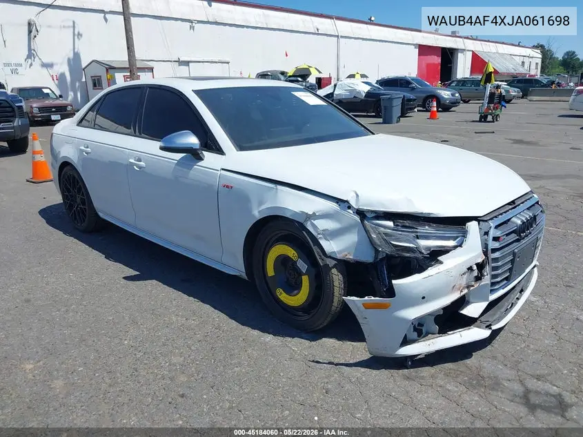 2018 Audi S4 3.0T Premium Plus VIN: WAUB4AF4XJA061698 Lot: 45184060