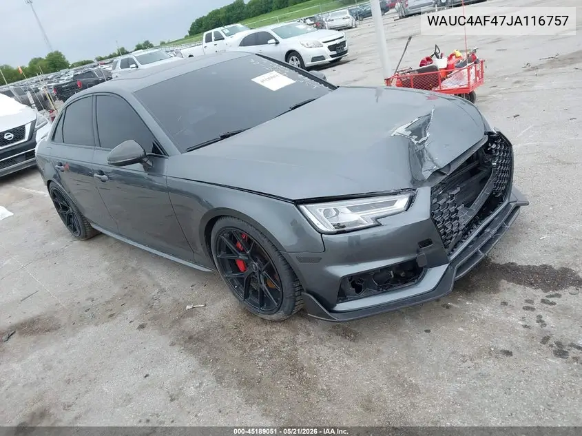 2018 Audi S4 3.0T Premium Plus VIN: WAUC4AF47JA116757 Lot: 45189051
