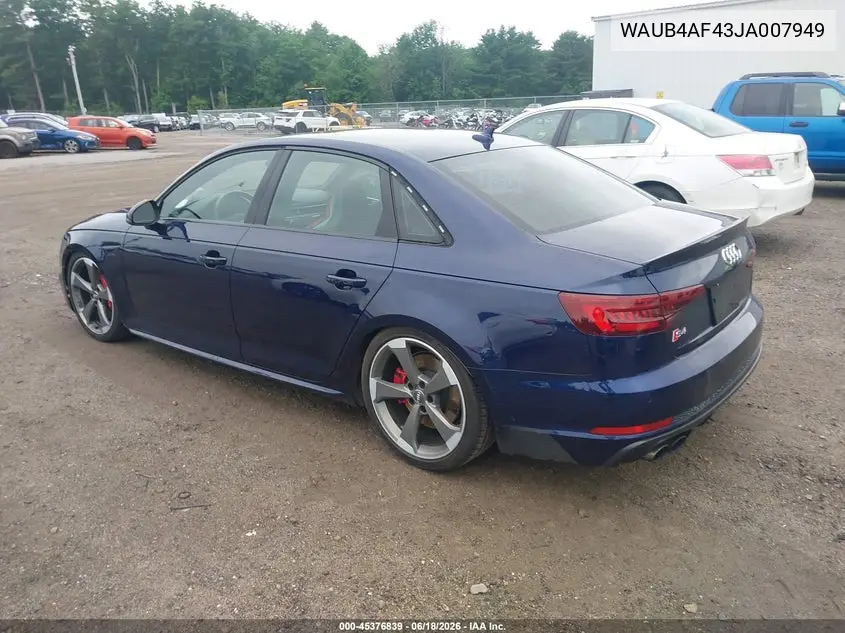 2018 Audi S4 3.0T Premium Plus VIN: WAUB4AF43JA007949 Lot: 45376839