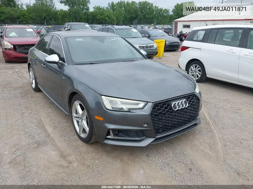 2018 Audi S4 3.0T Premium Plus VIN: WAUC4BF49JA011871 Lot: 45477499