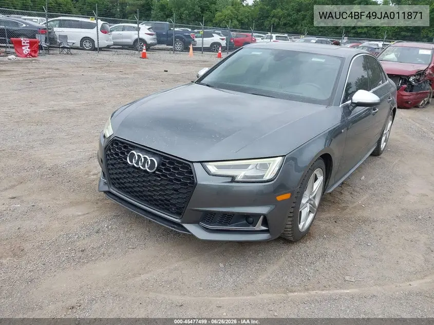 2018 Audi S4 3.0T Premium Plus VIN: WAUC4BF49JA011871 Lot: 45477499