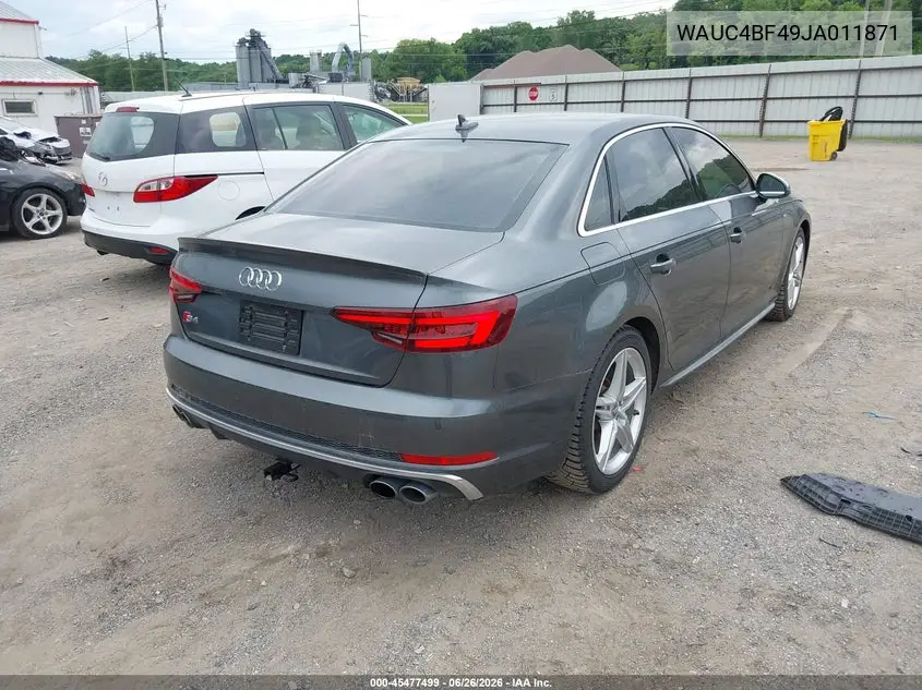 2018 Audi S4 3.0T Premium Plus VIN: WAUC4BF49JA011871 Lot: 45477499