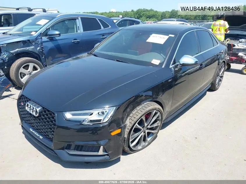 2018 Audi S4 3.0T Premium Plus VIN: WAUB4AF49JA128436 Lot: 45577626