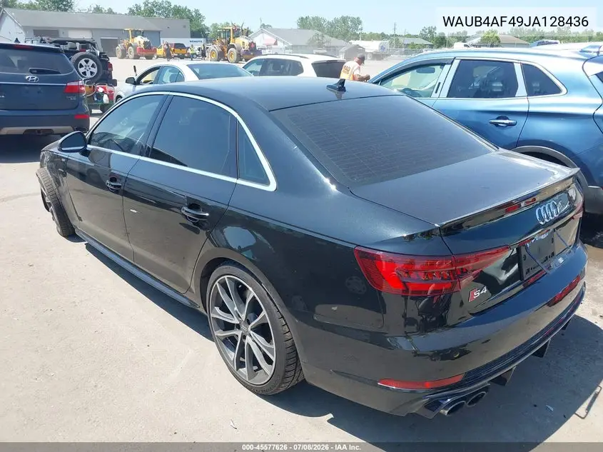 2018 Audi S4 3.0T Premium Plus VIN: WAUB4AF49JA128436 Lot: 45577626