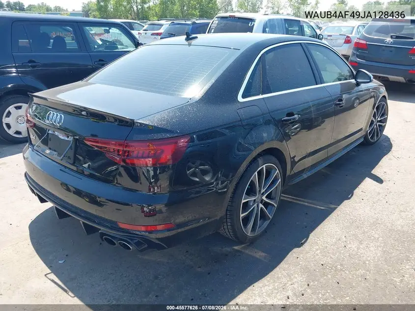 2018 Audi S4 3.0T Premium Plus VIN: WAUB4AF49JA128436 Lot: 45577626