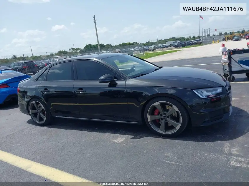 2018 Audi S4 3.0T Premium Plus VIN: WAUB4BF42JA111676 Lot: 45608145