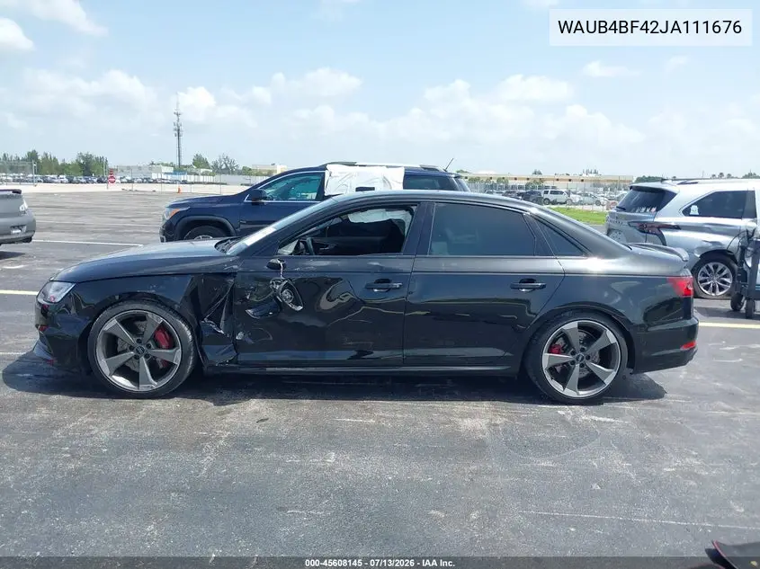 2018 Audi S4 3.0T Premium Plus VIN: WAUB4BF42JA111676 Lot: 45608145